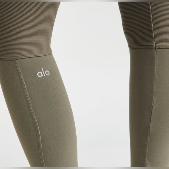 Alo Yoga High Waist Avenue Leggings Yoga Pants Olive Branch Green - Picture 4 of 12